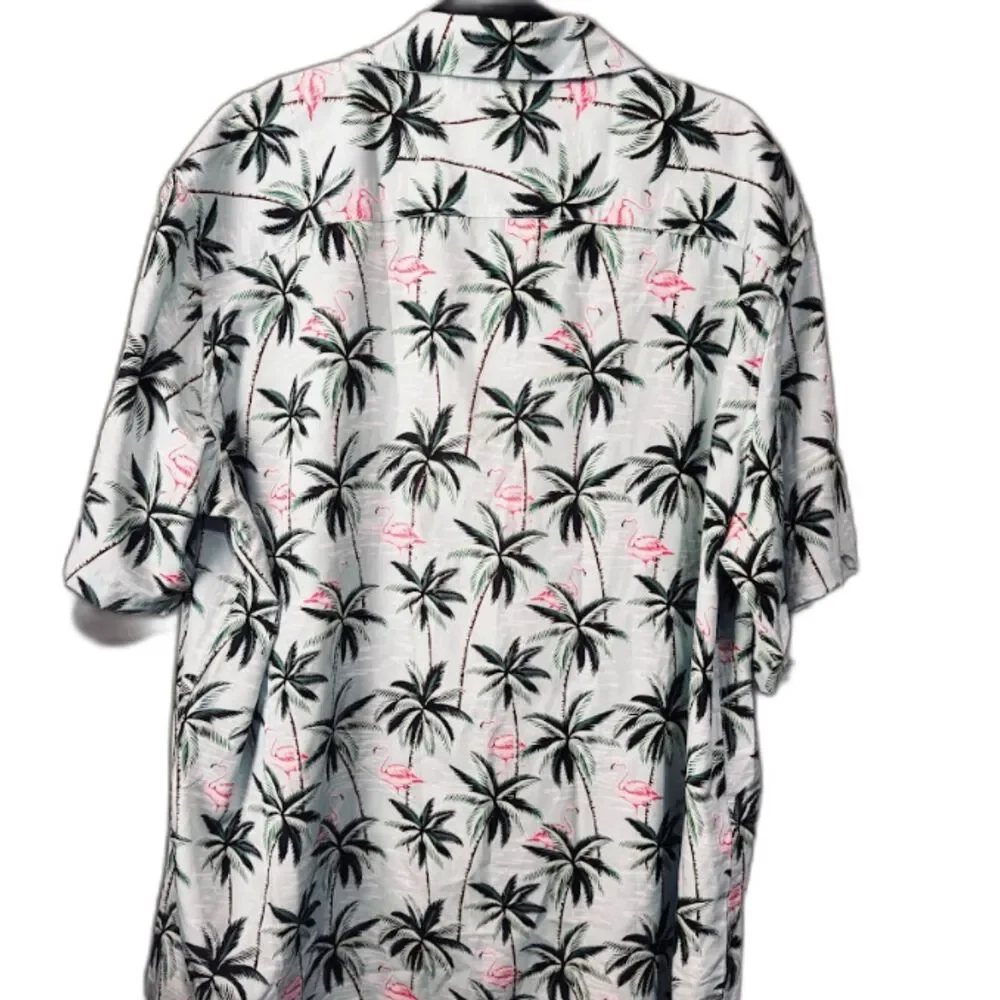 Mohez Tropical Vacation Shirt XXL Retro Palm Tree Print Casual Summer Top